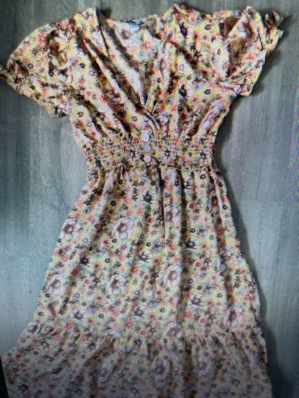 Yellow Floral Smocked Waist Maxi Dress